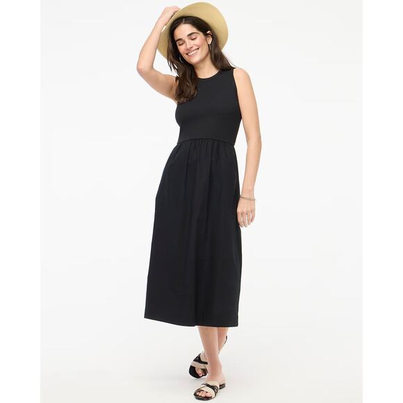 J. Crew Factory Women's Ribbed-Knit Mixy A-Line Midi Dress Black M Medium New - Picture 1 of 8
